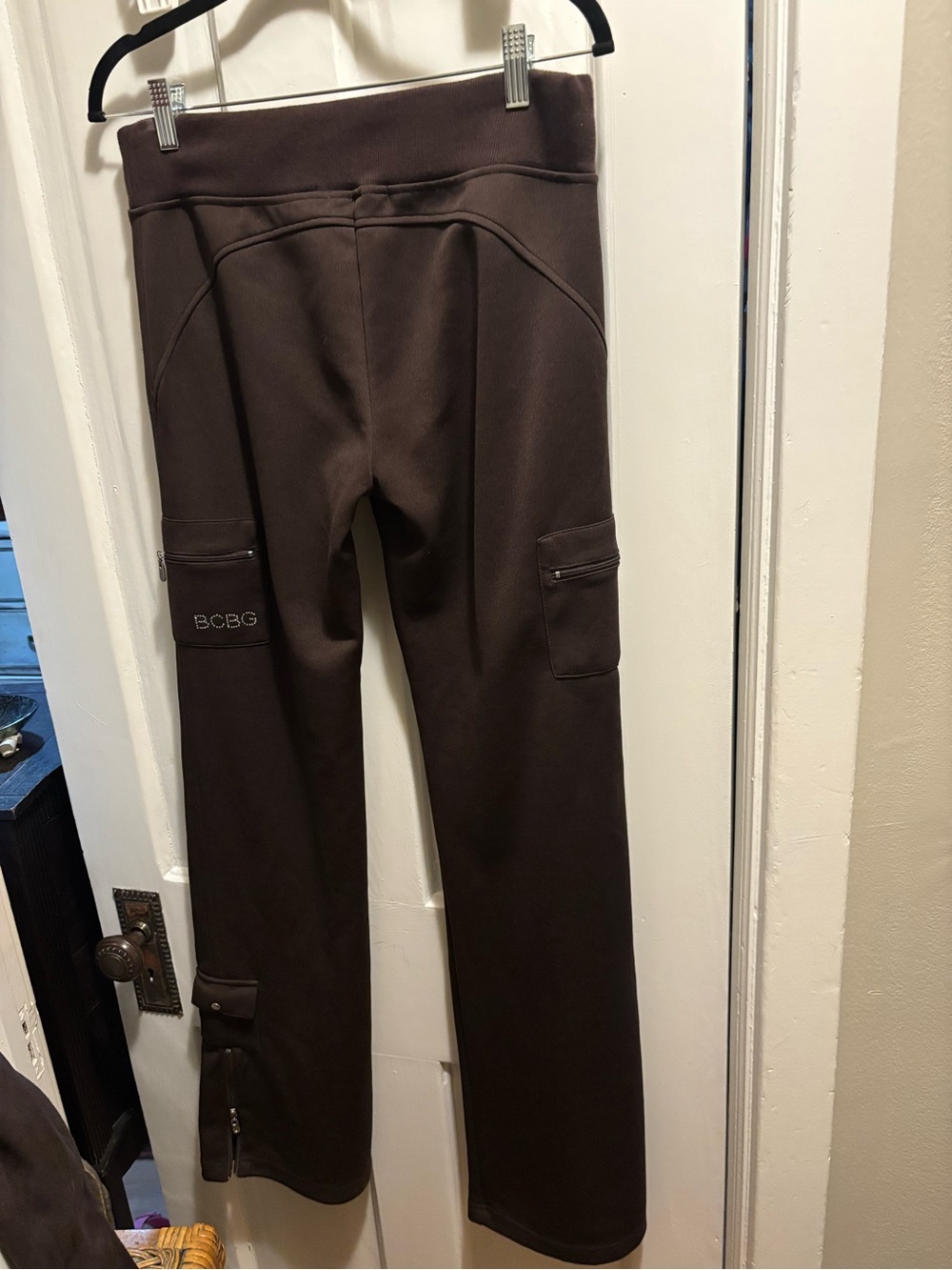 Women’s BCBG Brown Drawstring Casual Cargo-like w/Bling Pants - Picture 3 of 10